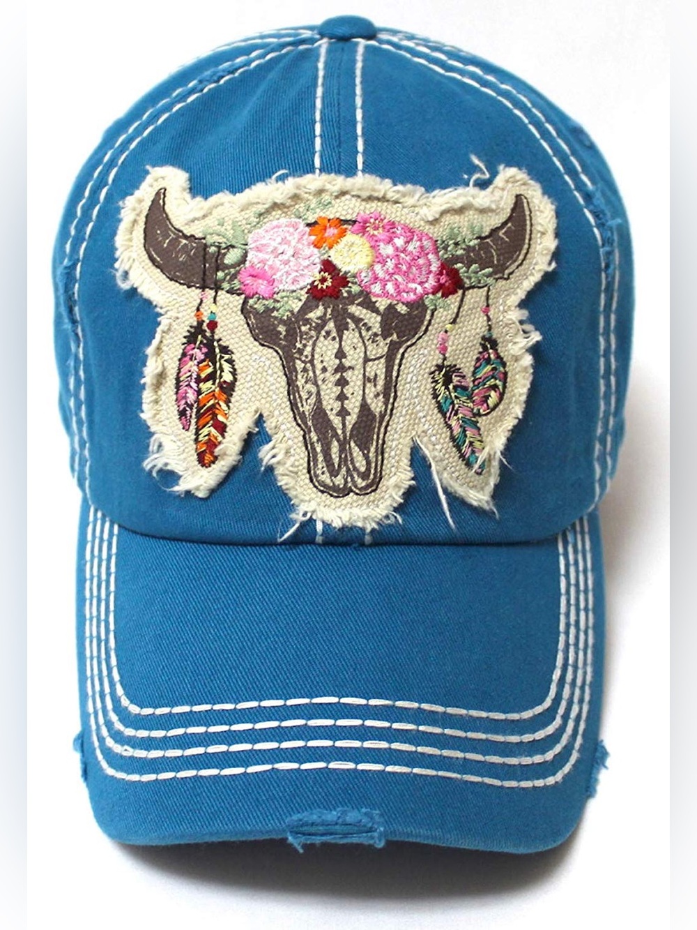 KBETHOS Teal Vintage Embroidered Cap